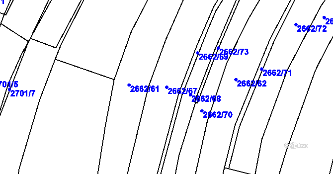 Parcela st. 2662/67 v KÚ Želechovice nad Dřevnicí, Katastrální mapa