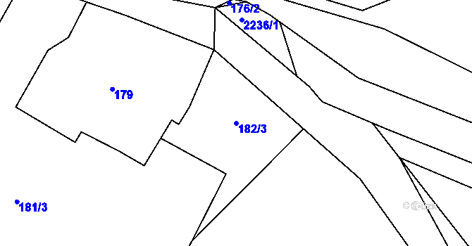 Parcela st. 182/3 v KÚ Želechovice nad Dřevnicí, Katastrální mapa
