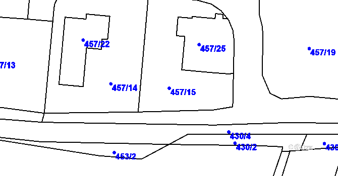Parcela st. 457/15 v KÚ Želechovice nad Dřevnicí, Katastrální mapa