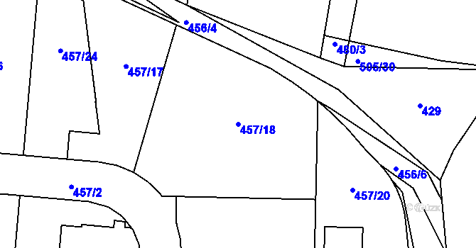 Parcela st. 457/18 v KÚ Želechovice nad Dřevnicí, Katastrální mapa