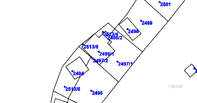Parcela st. 2496/1 v KÚ Želechovice nad Dřevnicí, Katastrální mapa