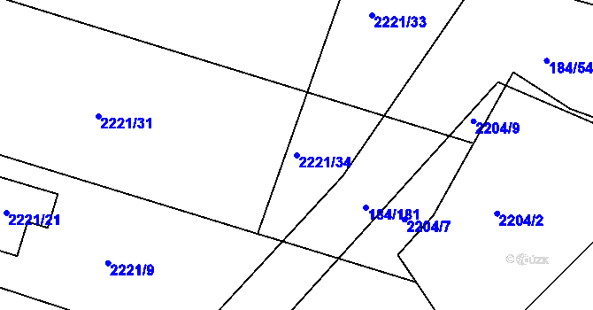 Parcela st. 2221/34 v KÚ Želechovice nad Dřevnicí, Katastrální mapa