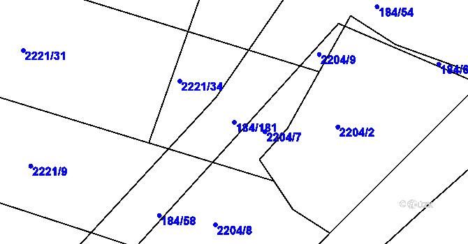Parcela st. 184/181 v KÚ Želechovice nad Dřevnicí, Katastrální mapa