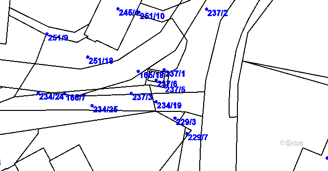 Parcela st. 237/5 v KÚ Želechovice nad Dřevnicí, Katastrální mapa