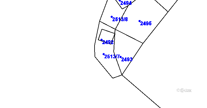 Parcela st. 2513/7 v KÚ Želechovice nad Dřevnicí, Katastrální mapa