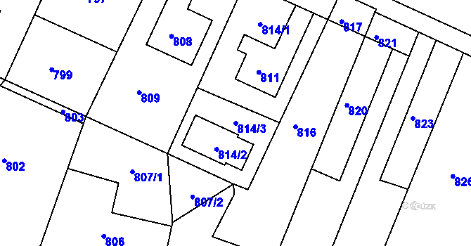 Parcela st. 814/3 v KÚ Želechovice nad Dřevnicí, Katastrální mapa