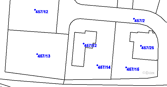 Parcela st. 457/22 v KÚ Želechovice nad Dřevnicí, Katastrální mapa