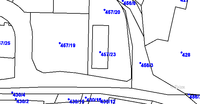 Parcela st. 457/23 v KÚ Želechovice nad Dřevnicí, Katastrální mapa