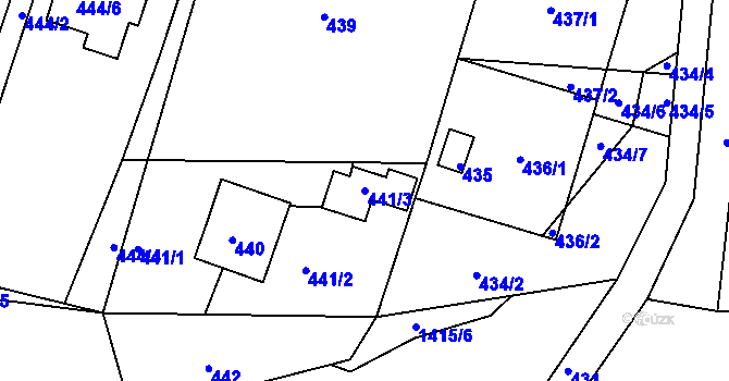 Parcela st. 441/3 v KÚ Želechovice nad Dřevnicí, Katastrální mapa