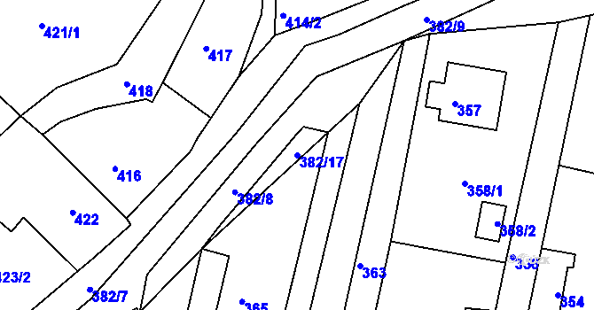 Parcela st. 382/17 v KÚ Želechovice nad Dřevnicí, Katastrální mapa