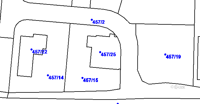 Parcela st. 457/25 v KÚ Želechovice nad Dřevnicí, Katastrální mapa