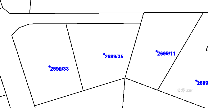 Parcela st. 2699/35 v KÚ Želechovice nad Dřevnicí, Katastrální mapa