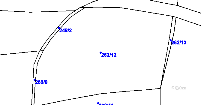 Parcela st. 262/12 v KÚ Želenice, Katastrální mapa
