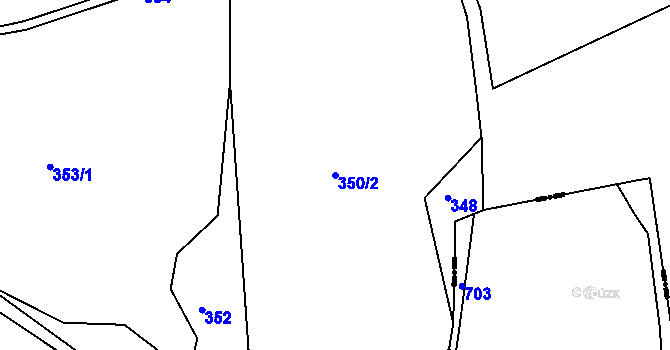Parcela st. 350/2 v KÚ Liběšice u Želenic, Katastrální mapa