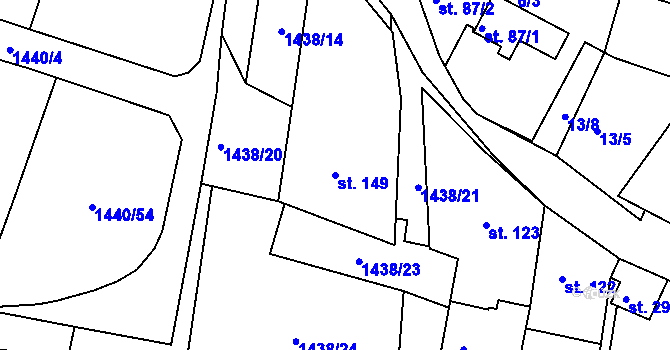 Parcela st. 149 v KÚ Želenice u Mostu, Katastrální mapa