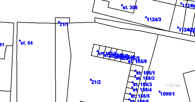 Parcela st. 165/1 v KÚ Želenice u Mostu, Katastrální mapa