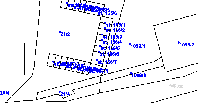 Parcela st. 166/6 v KÚ Želenice u Mostu, Katastrální mapa