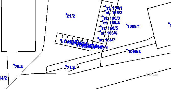 Parcela st. 167/2 v KÚ Želenice u Mostu, Katastrální mapa
