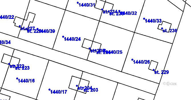 Parcela st. 206 v KÚ Želenice u Mostu, Katastrální mapa