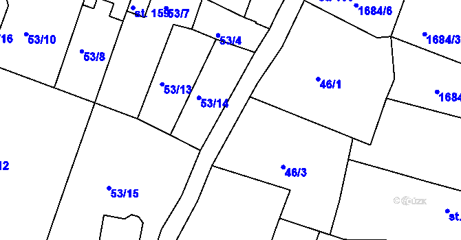 Parcela st. 53/5 v KÚ Želenice u Mostu, Katastrální mapa
