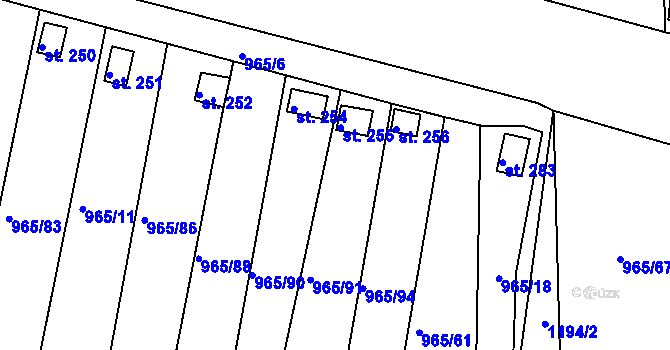 Parcela st. 965/15 v KÚ Želenice u Mostu, Katastrální mapa