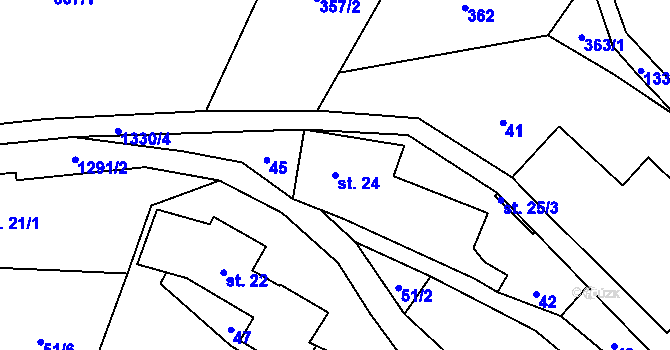 Parcela st. 24 v KÚ Frymburk u Sušice, Katastrální mapa