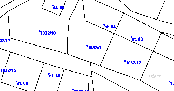 Parcela st. 1032/9 v KÚ Frymburk u Sušice, Katastrální mapa