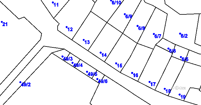 Parcela st. 14 v KÚ Želešice, Katastrální mapa