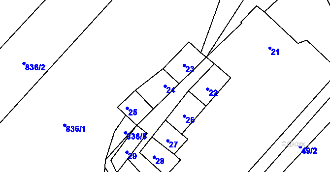 Parcela st. 24 v KÚ Želešice, Katastrální mapa