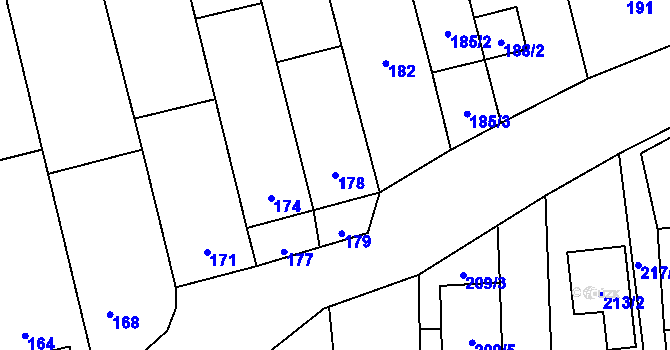 Parcela st. 178 v KÚ Želešice, Katastrální mapa