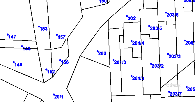 Parcela st. 200 v KÚ Želešice, Katastrální mapa