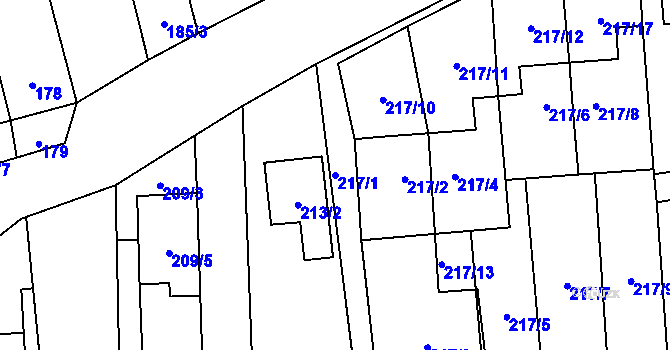 Parcela st. 217/1 v KÚ Želešice, Katastrální mapa