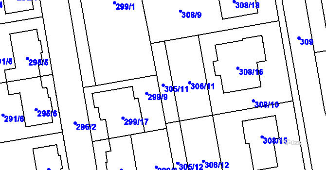 Parcela st. 305/11 v KÚ Želešice, Katastrální mapa