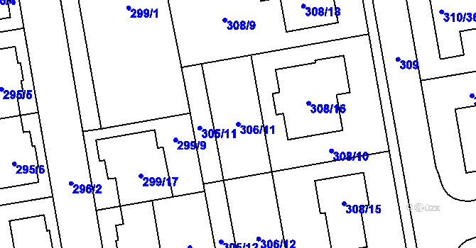 Parcela st. 306/11 v KÚ Želešice, Katastrální mapa
