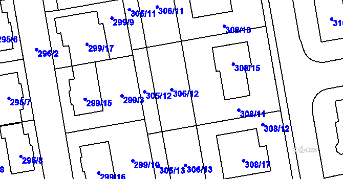 Parcela st. 306/12 v KÚ Želešice, Katastrální mapa