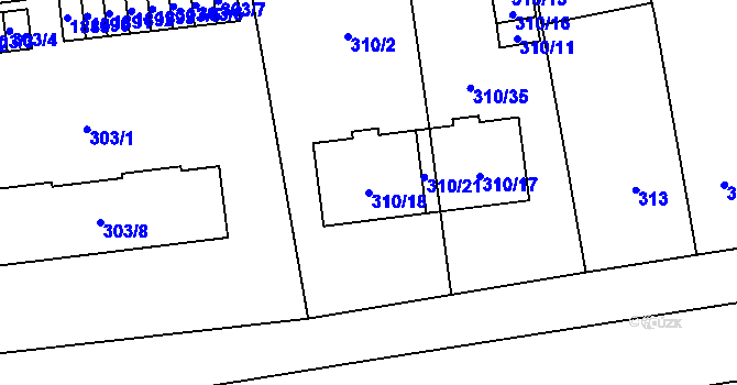 Parcela st. 310/18 v KÚ Želešice, Katastrální mapa
