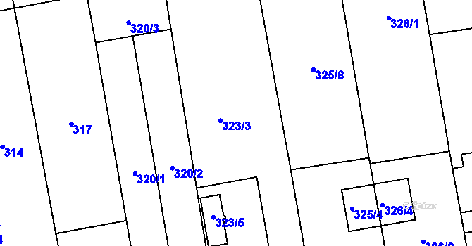 Parcela st. 323 v KÚ Želešice, Katastrální mapa
