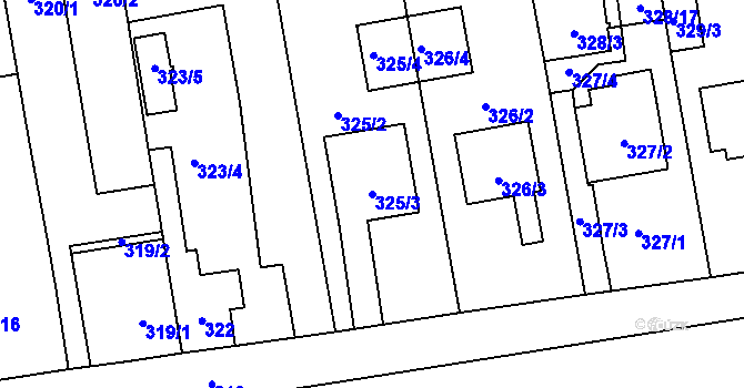 Parcela st. 325/3 v KÚ Želešice, Katastrální mapa