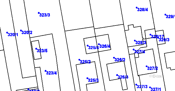 Parcela st. 325/4 v KÚ Želešice, Katastrální mapa