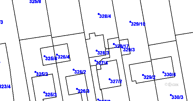 Parcela st. 328/3 v KÚ Želešice, Katastrální mapa
