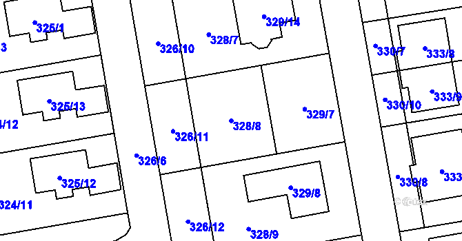Parcela st. 328/8 v KÚ Želešice, Katastrální mapa