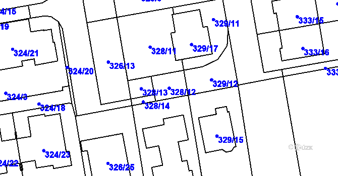 Parcela st. 328/12 v KÚ Želešice, Katastrální mapa
