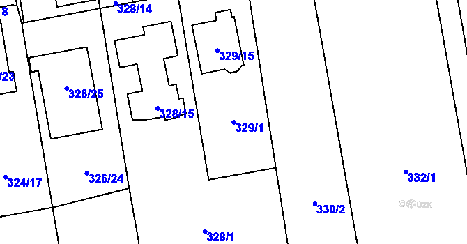 Parcela st. 329/1 v KÚ Želešice, Katastrální mapa