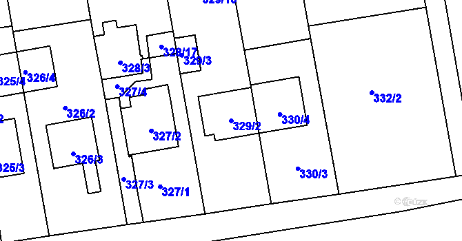 Parcela st. 329/2 v KÚ Želešice, Katastrální mapa