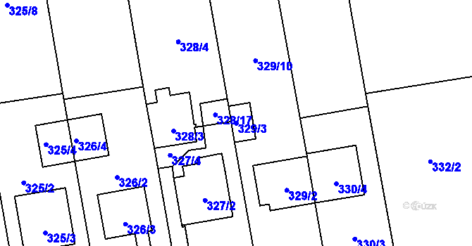 Parcela st. 329/3 v KÚ Želešice, Katastrální mapa