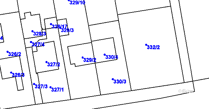 Parcela st. 330/4 v KÚ Želešice, Katastrální mapa