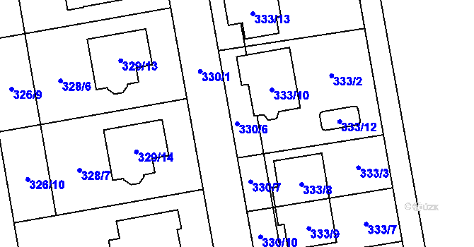 Parcela st. 330/6 v KÚ Želešice, Katastrální mapa