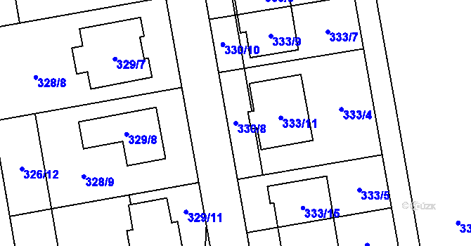 Parcela st. 330/8 v KÚ Želešice, Katastrální mapa