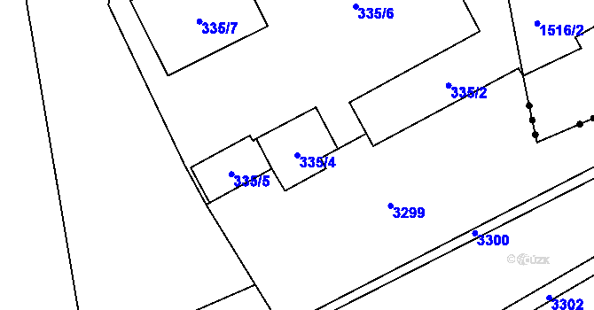 Parcela st. 335/4 v KÚ Želešice, Katastrální mapa