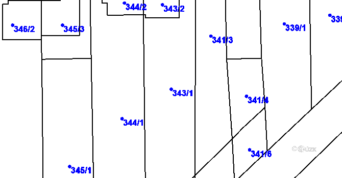 Parcela st. 343/1 v KÚ Želešice, Katastrální mapa